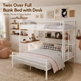 thumbnail image 6 of Miniyam Twin Over Full Bunk Bed with Built-In Desk – Metal Space-Saving Bed for Kids, Teens, Dorm Rooms, White, 6 of 7