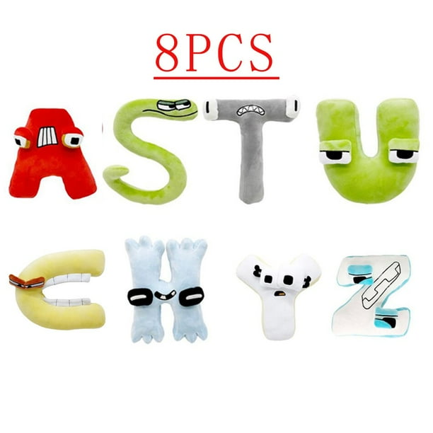 8PCS Ahabet Lore Plush Toys English Letter Stuffed Animal Plushie Doll Toys for Kids Children Educational Alphabet Lore (A-Z)8PCS-12 Deng Xun unisex
