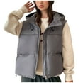 thumbnail image 3 of UPPADA Women Puffer Vest Lightweight Stand Collar Sleeveless Puffer Jacket Winter Warm Zip up Padded Outerwear Jackets with Pockets winter gifts Gray,L, 3 of 9
