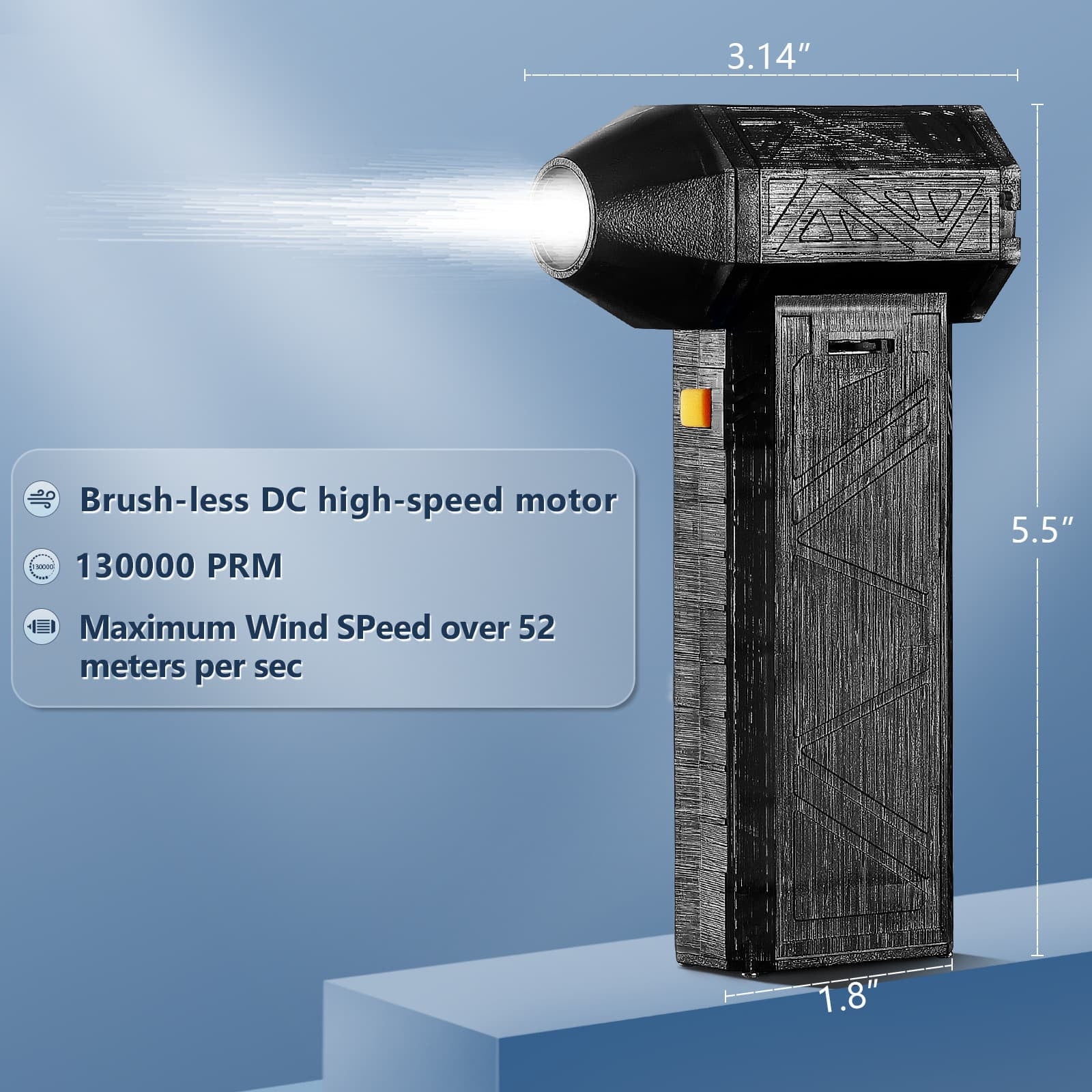 Multi-Functional Hair Dryer with Brushless Motor - 130000 RPM Turbo Fan for Fast Drying, 4000mAh Battery, Ionic Technology for Frizz Control, Ideal for Home and Car Use