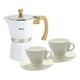 thumbnail image 1 of HUDSON VALLEY | Set Cafetera Italiana de Aluminio 290 ml, ideal para 6 tazas + 2 Pocillos y 2 Platos de Cerámica, Cafetera Moka Clásica para Café Espresso, Compacta y Duradera, Color Blanco, 1 of 5