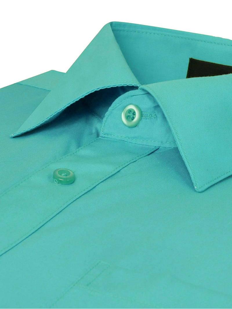 Men's Classic Fit Long Sleeve Wrinkle Resistant Button Down Premium Dress Shirt (Aqua,S)