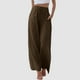 thumbnail image 2 of Pantalones anchos de cintura alta para mujer - Elásticos con cordón, pantalones informales con bolsillos, 2 of 5