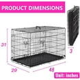 thumbnail image 3 of FDW 48 inch Foldable Metal Dog Crate for Large Dogs, Double Door, Divider, Removable Tray(Black), 3 of 7