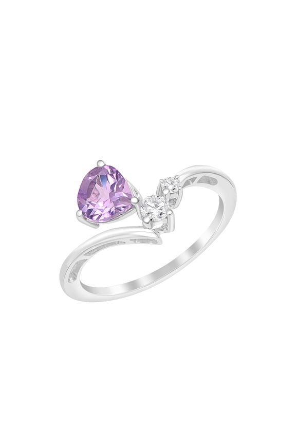 0.90 Heart Shape Purple Amethyst Gemstone 925 Sterling Silver Solitaire Spring Day Ring