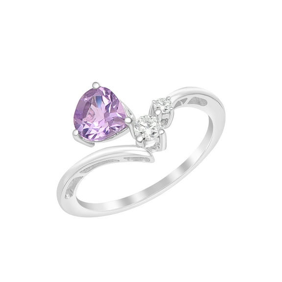 0.90 Heart Shape Purple Amethyst Gemstone 925 Sterling Silver Solitaire Spring Day Ring