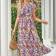 thumbnail image 4 of Taqqpue Women's One Shoulder Maxi Dress Casual High Waist A Line Flowy Tropical Print Beach Sundress Floral Ruffle Boho Vacation Wedding Guest Plus Size Long Dresses, 4 of 6
