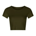 thumbnail image 4 of outfmvch crop tops for women casual solid color tank short sleeve crop t-shirt womens tops crop tops Z Green 2 XL, 4 of 7