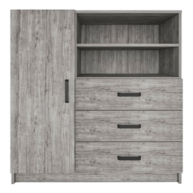 cómoda de 3 cajones con puerta 1.01 x 1 m x 39 cm gris claro