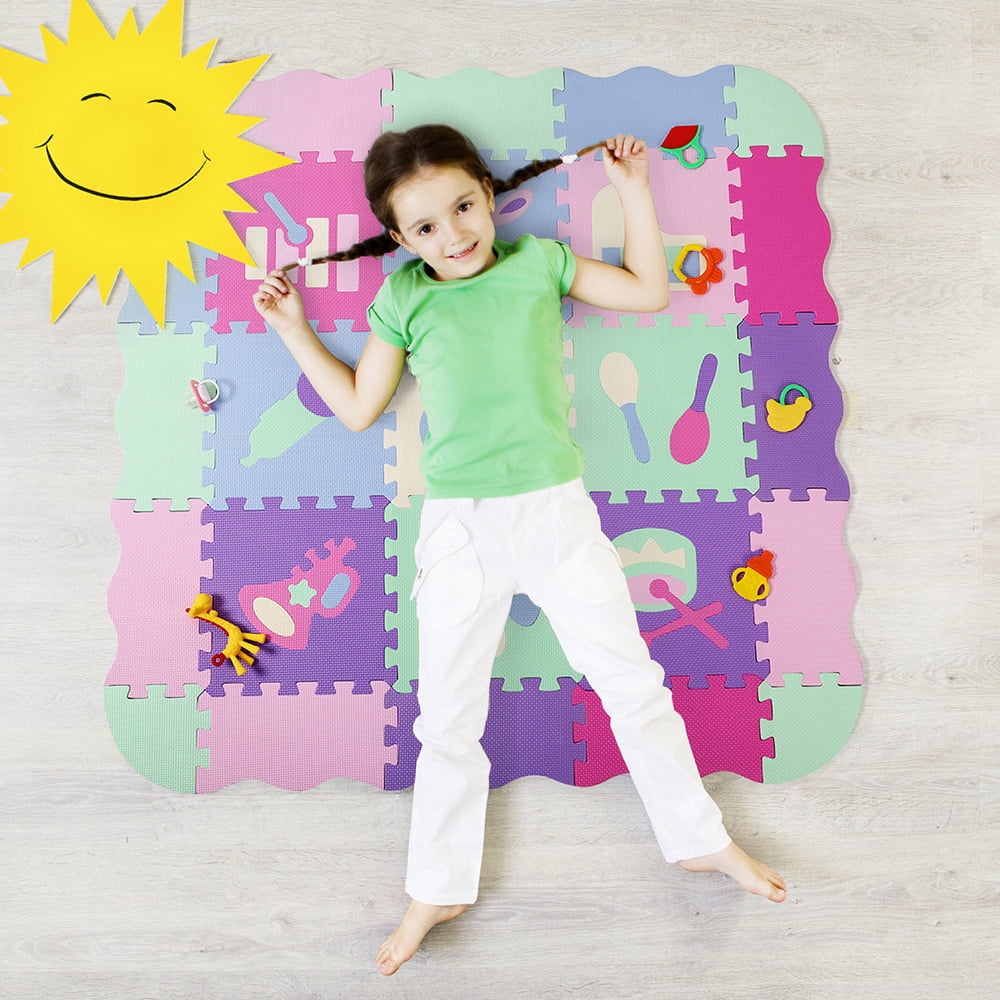 25 Piece Foam Jigsaw Puzzles for Kids, Floor Mats, Foam Mats, Baby Crawling Mat Fence