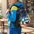 thumbnail image 3 of HUIACONG 13.5 Inch Lightning Shark Print Kids Backpack, Scuff Resistant Lightweight Water Repellent School Bag, Breathable Adjustable Padded Straps Large Capacity Bookbag for Boys Daily Use Travel, 3 of 7