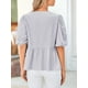 thumbnail image 2 of Blusa PRETTYGARDEN para mujer con lazo en la parte delantera a rayas 2025, gris y azul, 2 of 9