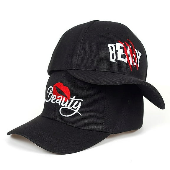 Colevkie 2 Pcs Beauty Beast Baseball Caps,Adjustable,Embroidered,Snapbacks for Couples,Valentine day Anniversary Gift,Black,One size