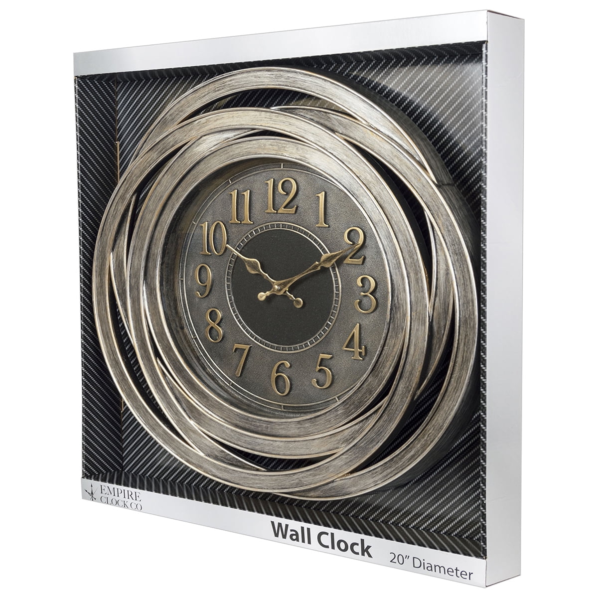 Empire Clock Company 20” Antique Silver Decorative Wall Clock