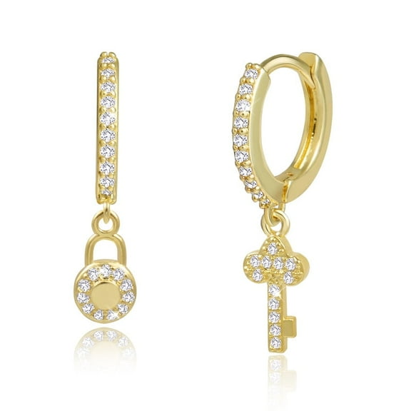 Alexcraft Dangle Hoop Earrings for Women, 925 Sterling Silver Post Minimalist Round Cubic Zirconia Drop Dangling Cartilage Hypoallergenic Jewelry