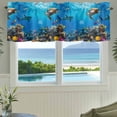 thumbnail image 3 of Summer Marine Life Valances for Windows Modern Turtle Shark Coral Fish Rod Pocket Curtain Valance Window Treatment Short Curtains for Kitchen Living Room, 54"x18", 3 of 9
