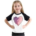 thumbnail image 4 of Girls Raglan Graphic Tees Size 3-14 Baseball Summer Cute Short Sleeve T-Shirts Loose Fit Round Neck Casual Tops Black， 3 Years, 4 of 7