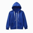 thumbnail image 4 of zuwimk Kids Zip Up Hoodie School Uniform Boys Girls Zipper Sweatshirt Oversized Y2K Fall Hooded Jackets With Pockets Preppy Clothes(11-12 Years,Dark Blue), 4 of 9
