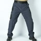 thumbnail image 1 of Pantalones de trabajo para hombre, de color liso, con cordón, cintura elástica y múltiples bolsillos, 1 of 4