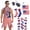 Style B, variant on American Flag Overalls Shorts for Men Women 4th of July Costume Red White and Blue American Flag Overalls