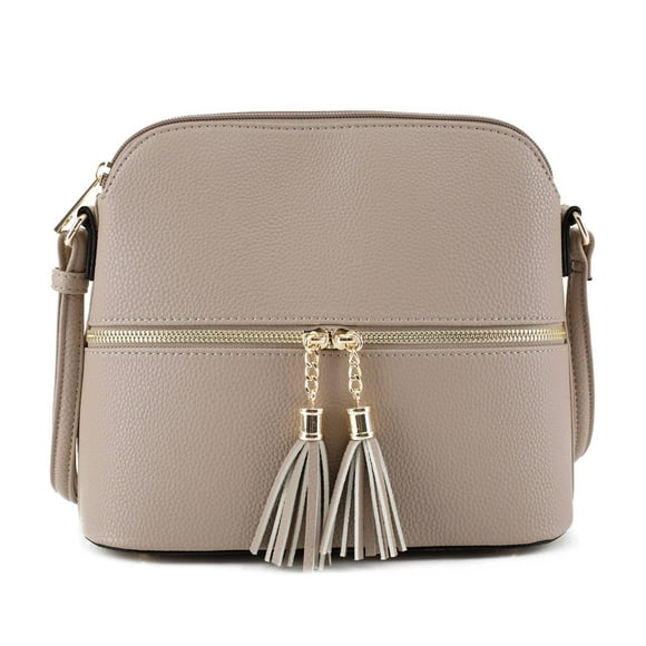 SG SUGU Bolso bandolera Lunar ligero de cúpula mediana con borla | Bolsillo con cremallera | Correa ajustable