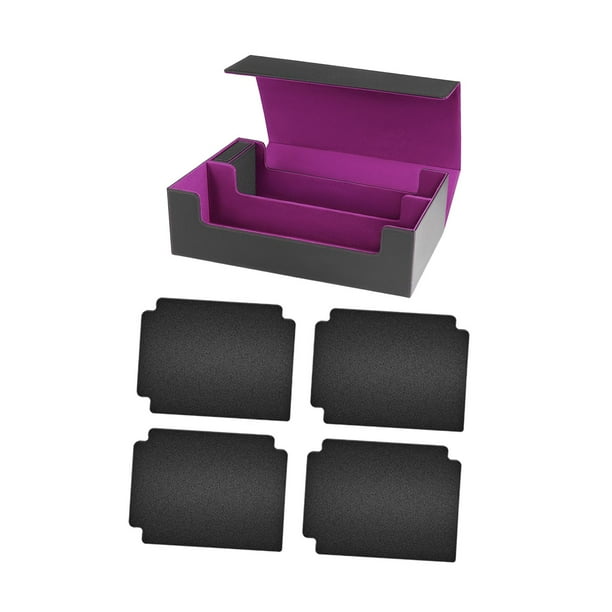 Estuche protector para mazos de cartas con 4 cartas negras, cartas de colección, estuche para cartas deportivas Púrpura