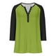 thumbnail image 5 of Tops deportivos para mujer,Camiseta raglán con cuello en V para mujer, manga 3/4, blusa informal de cuello redondo para estar en casa, sopatenor, 5 of 9