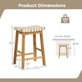 thumbnail image 3 of Costway Woven Saddle Stools Set of 2 25.5" Faux PU Leather Counter Height Kitchen Stool, 3 of 8