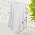 thumbnail image 2 of Classic Plus Size Blouse Women's Round Neck Short Sleeve Decorative Button Front Casual Everyday Top, 2 of 8