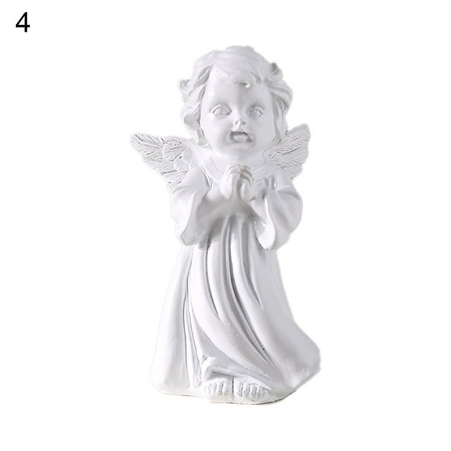 Figurine Angel en Forme de Fille Texture Claire en Résine Bibelots de Jardin Sculpture de Table Déco de Bureau