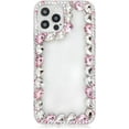 thumbnail image 3 of Crystal Pink Case for iPhone 14 Plus 6.7,Bling Glitter Diamond Case Stylish for Woman Girls,Sparkle 3D Handmade Rhinestone with Soft Bumper Edge Silicone Protective Cover Shell, 3 of 8