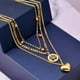 thumbnail image 3 of Zhuge Collar con colgante hecho a mano, collar de tres capas lleno de diamantes, colgante de árbol de la vida redondo, collar de amor con cara lisa (oro), 3 of 5