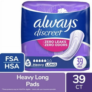 Always Discreet Heavy Long Size 5 Incontinence and Postpartum Pads