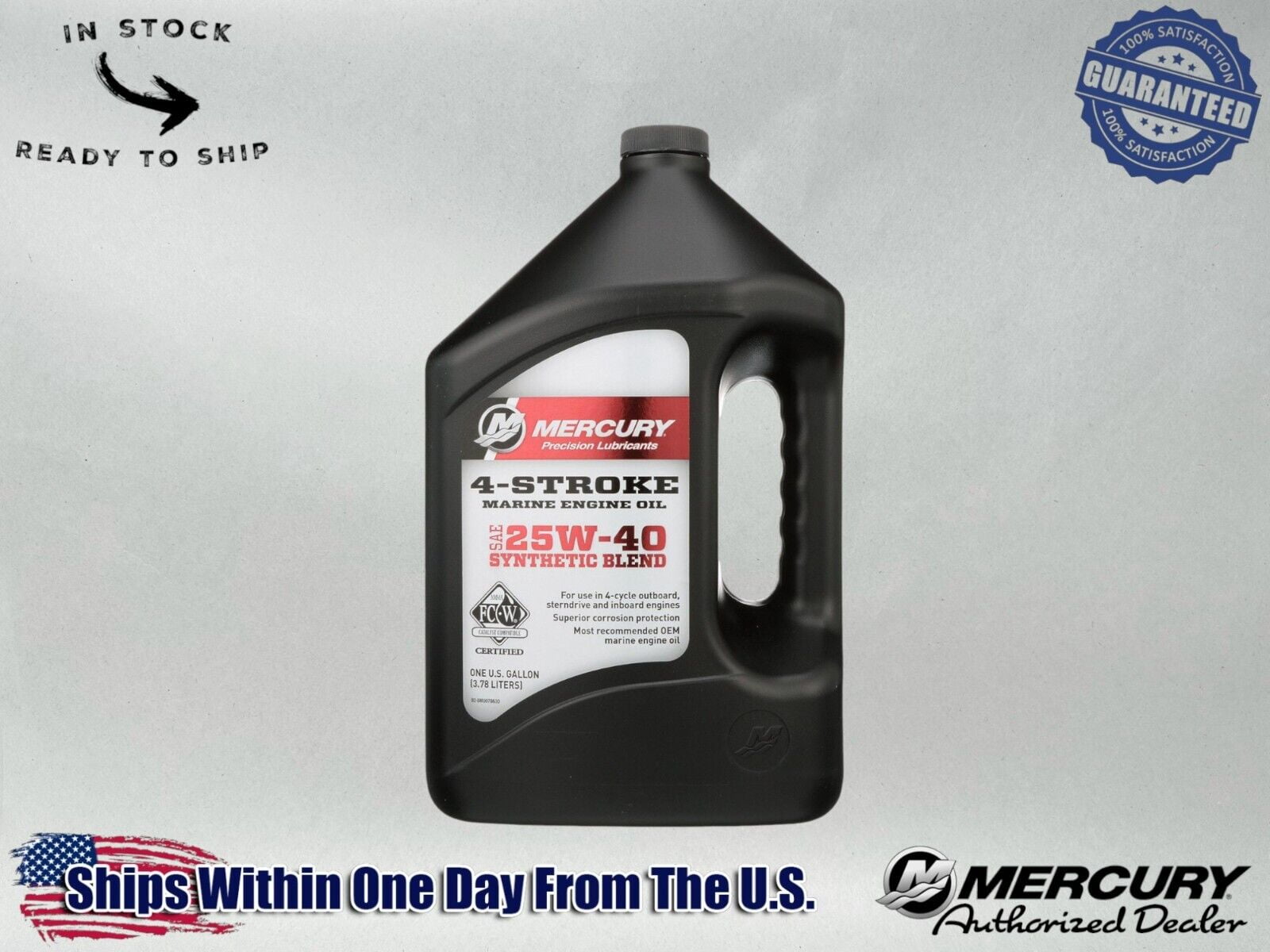 Mercury OEM SAE 25W-40 Synthetic Blend Marine Engine Oil