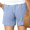 thumbnail image 5 of JINMGG Shorts for Women Clearance $5 Womens Plus Size Drawstring Casual Elastic Waist Pocket Loose Solid Shorts Pants Blue XXXXXL, 5 of 8