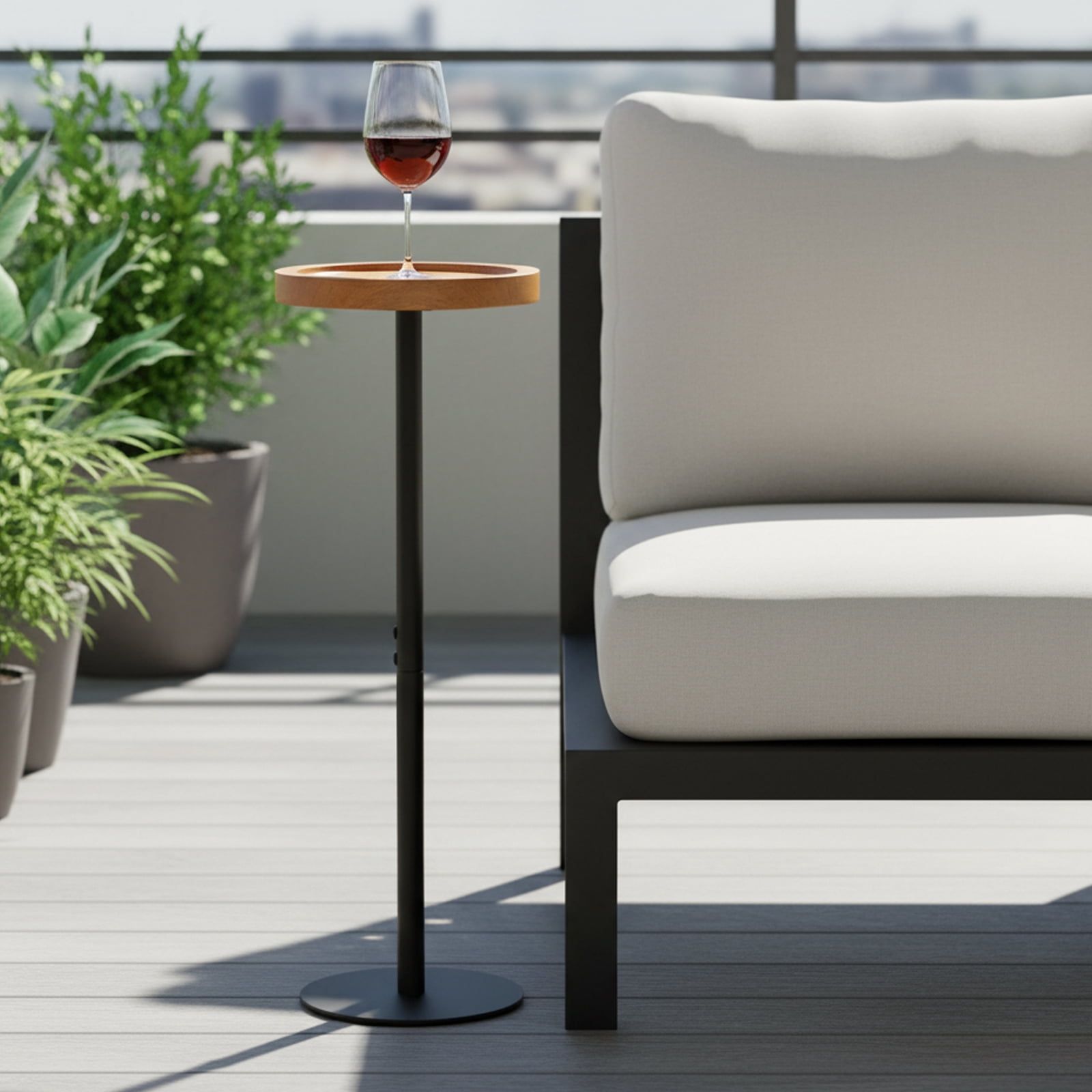ManyFun Drink Table, Small Pedestal Side Table, Round Cocktail Table, Circle End Table with Metal Base, for Small Spaces