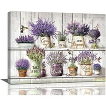 Country Bathroom Lavender Wall Art Purple Lavender Wall Decor Hummingbird Lavender Pictures Canvas Prints Motivational Framed Modern Artwork for Home Living Room Bedroom Bathroom 16"x12"
