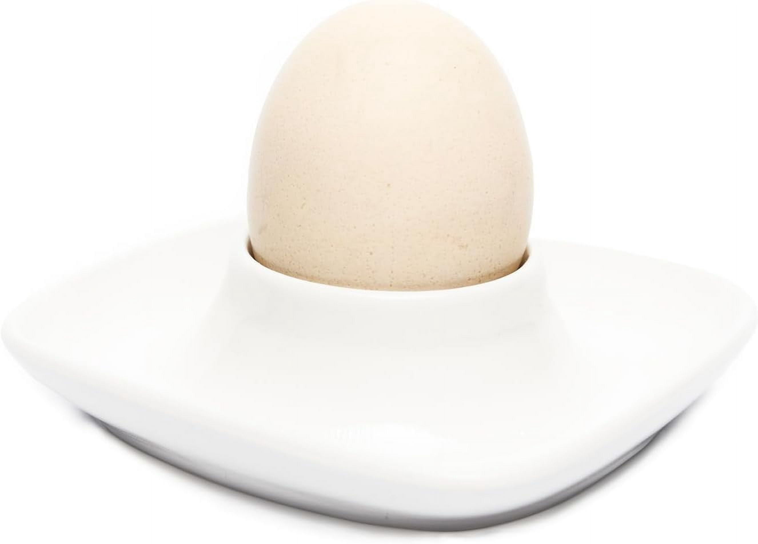 Ceramics White Egg Cups for Hard Boiled Eggs Set