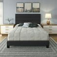 thumbnail image 5 of Boyd Sleep Piedmont Black Faux Leather Queen Size Fully Upholstered Platform Bed Frame with Adjustable Headboard, 5 of 13