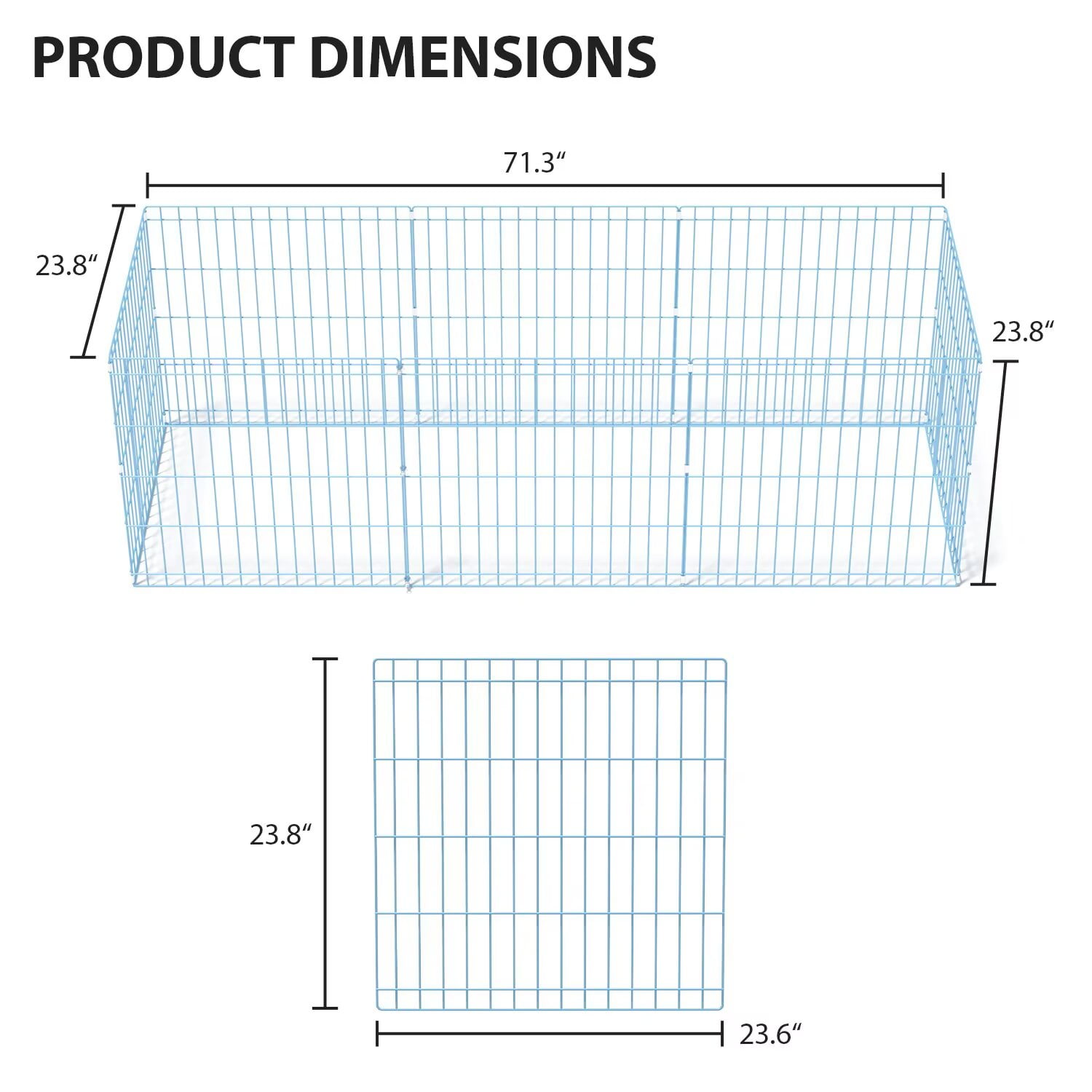 YRLLENSDAN,24In,8 Panel,Outdoor Dog Fence,Puppy Play Pen for Indoors,Dog Play Pen Indoors,Easy To Assemble and Store,Foldable,Blue