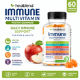 thumbnail image 2 of healblend Immune Multivitamin Gummies for Kids & Adults – Pectin Based, Gelatin Free, Vitamins C, D3, B6, B12, Zinc, Iron – Strawberry Flavor – 60 Gummies Gummies, 2 of 11