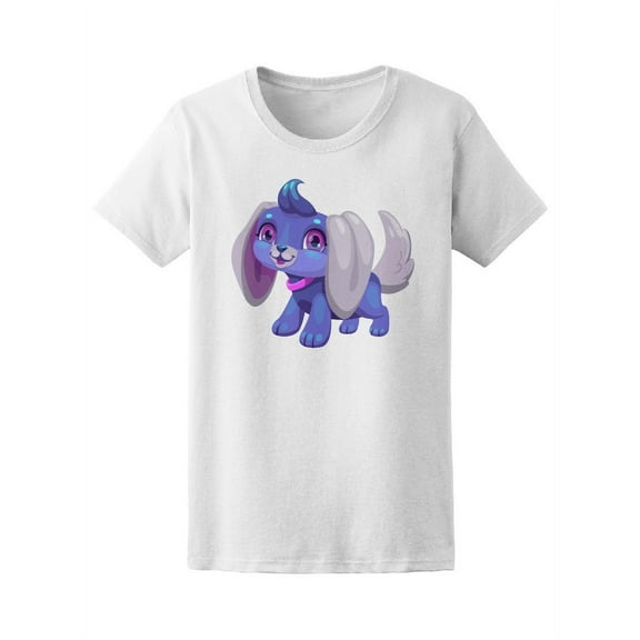 Cute Blue Puppy T-Shirt Women -Image by Shutterstock, Female Large