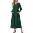 thumbnail image 3 of Mengpipi Women’s Fall Dress Casual Long Sleeve Crew Neck Dress Tiered Maxi Swing Dress with Pockets, 3 of 5