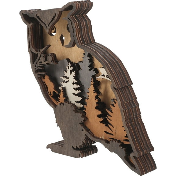 HEALEEP 1Pack Boxwood Owl Decoration Wooden Owls Home Decor Multi 14x10.5in