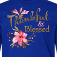 thumbnail image 4 of Inktastic Thankful and Blessed Inspirational Saying with Pink Flowers Long Sleeve Youth T-Shirt, 4 of 5