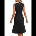 thumbnail image 3 of Vestido de Verano para Mujer, Cruzado, con Escote en V, Sin Mangas, Acampanado, Negro, Talla XXL, 3 of 8