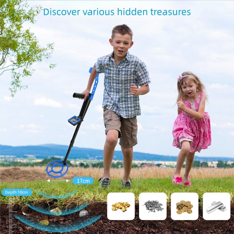 Kids Adjustable Metal Detector 1.2lbs With Parallel Ground Scanning Detects Jewelry Coin Key Up To 10cm Depth ABS Construction