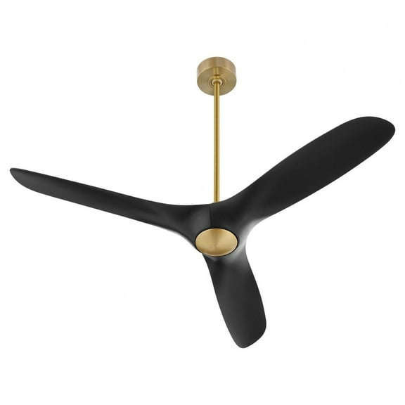 3-122-1540 Oxygen Lighting Province - 3 Blade Ceiling Fan-13.75 Inches Tall and 56 Inches Wide-Aged Brass Finish-Matte Black Blade Color