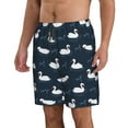 thumbnail image 2 of Cauagu Cartoon Swan Print Men's Swim Trunks,Hawaiian Bathing Suit Swimsuits Beach Shorts with Pockets for Men Quick Dry Swimming Board Shorts-Small, 2 of 6