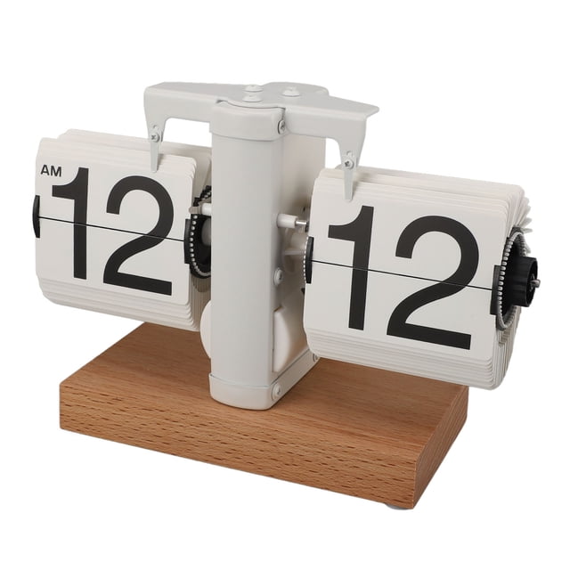 Retro Flip Down Clock Digital Folding Clock with Thick Wooden Base Minimalist Mechanical Auto Flip Clock Desk Clock Table Clock 12H for Home Office